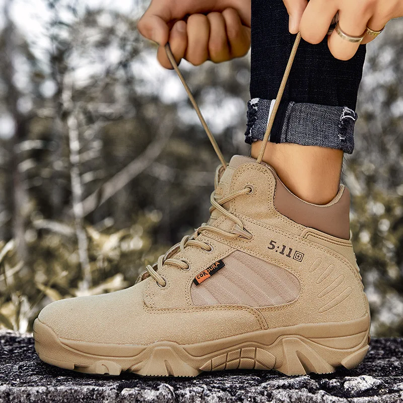 New Men Tactical Boots Army Boots Mens Military Desert Waterproof Work Safety Shoes Climbing Hiking Shoes Ankle Men Outdoor