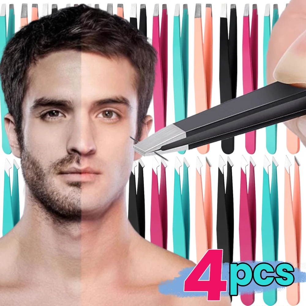 

Stainless Steel Colorful Tweezer Removal Eyebrow Hair Beauty Fine Hairs Puller Slanted Eye Brow Clips Removal Makeup Tools