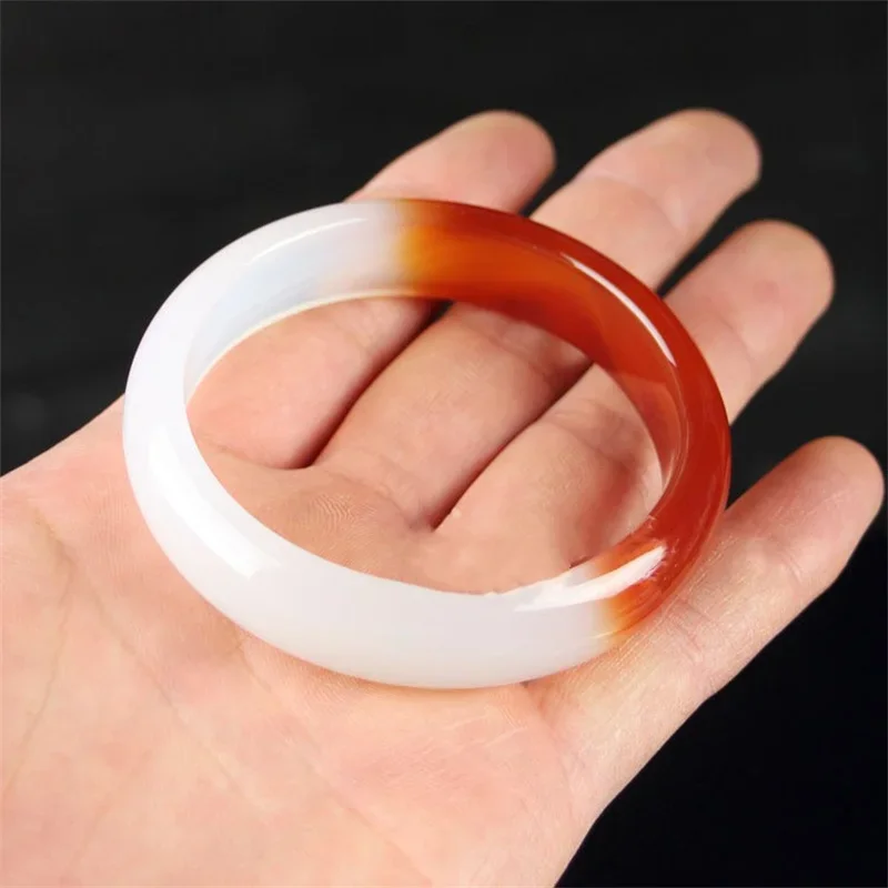 Jia Le/Natural Brazil gradient red Agate Bangle Accessories Women Fine Jewelry Banquet Party flat bar Bracelet GirlFriends Gift