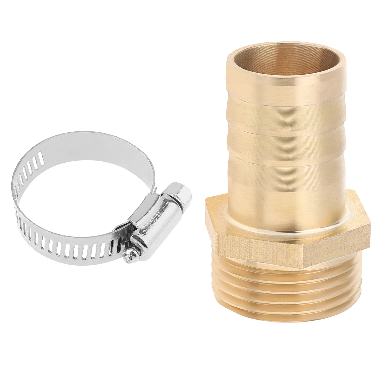 1 Juego de accesorios de lengüeta para manguera de latón de 1 pulgada para sistemas de manguera/industria con abrazadera de acero inoxidable, adaptador de instalación de tuberías