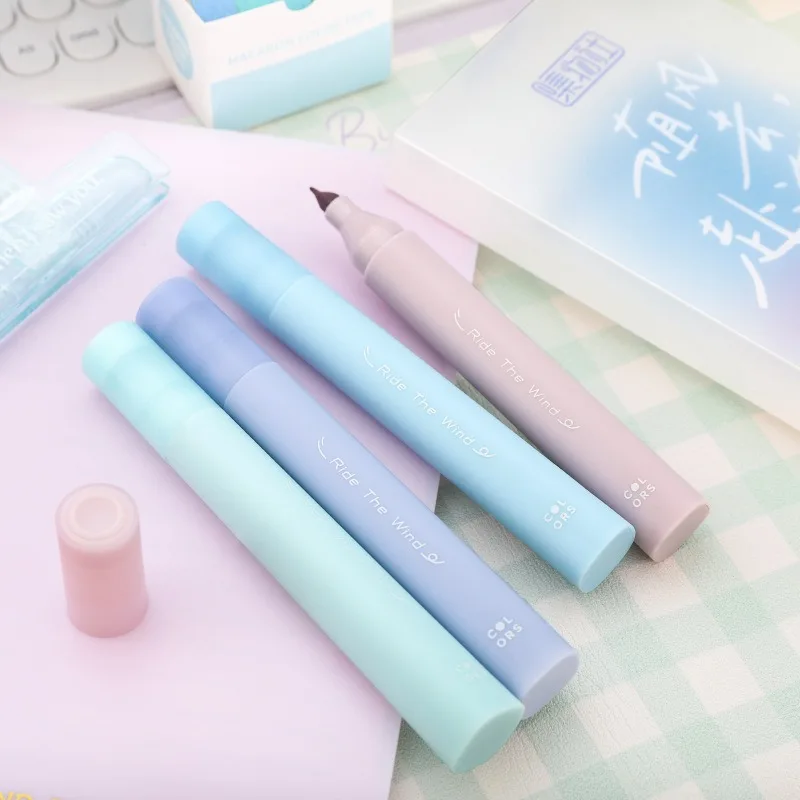 4 Pcs/set Soft Tip Eye Protection Highlighter Set Smooth Writing Creative DIY Journal Decor Student Supplies Stationery