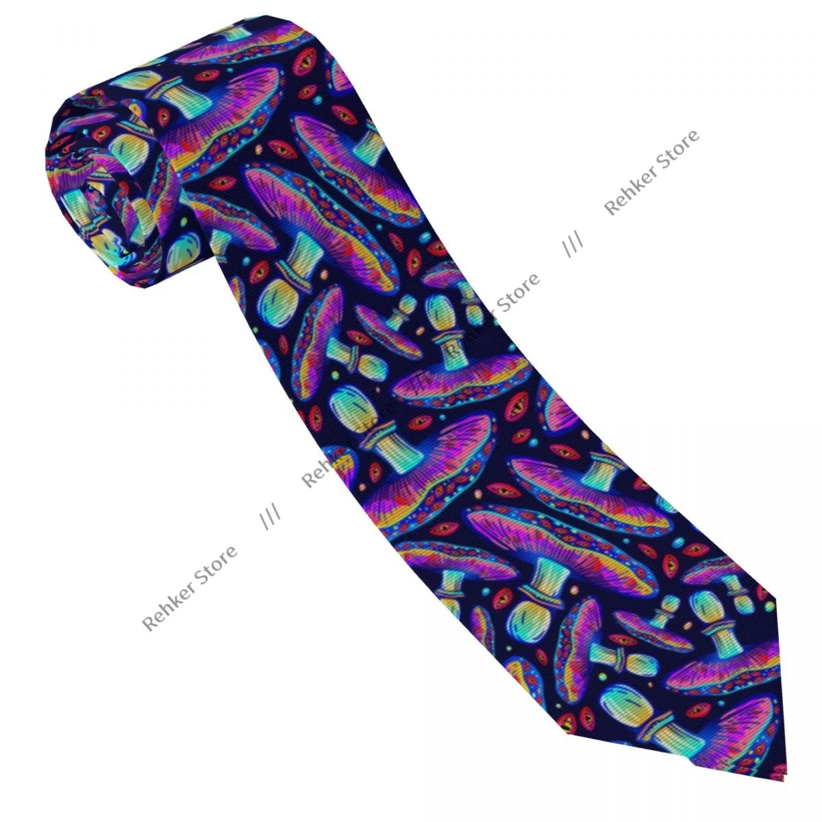 Mens Tie Slim Skinny Big Eyed Fly Agaric Mushrooms Necktie Fashion Free Style Tie for Party Wedding