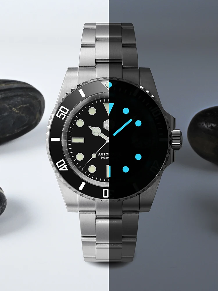 San Martin Diver Water Ghost Luxury Sapphire Men Automatic Mechanical Watches 20Bar Luminous Date Window Montre Homme SN0017G-3