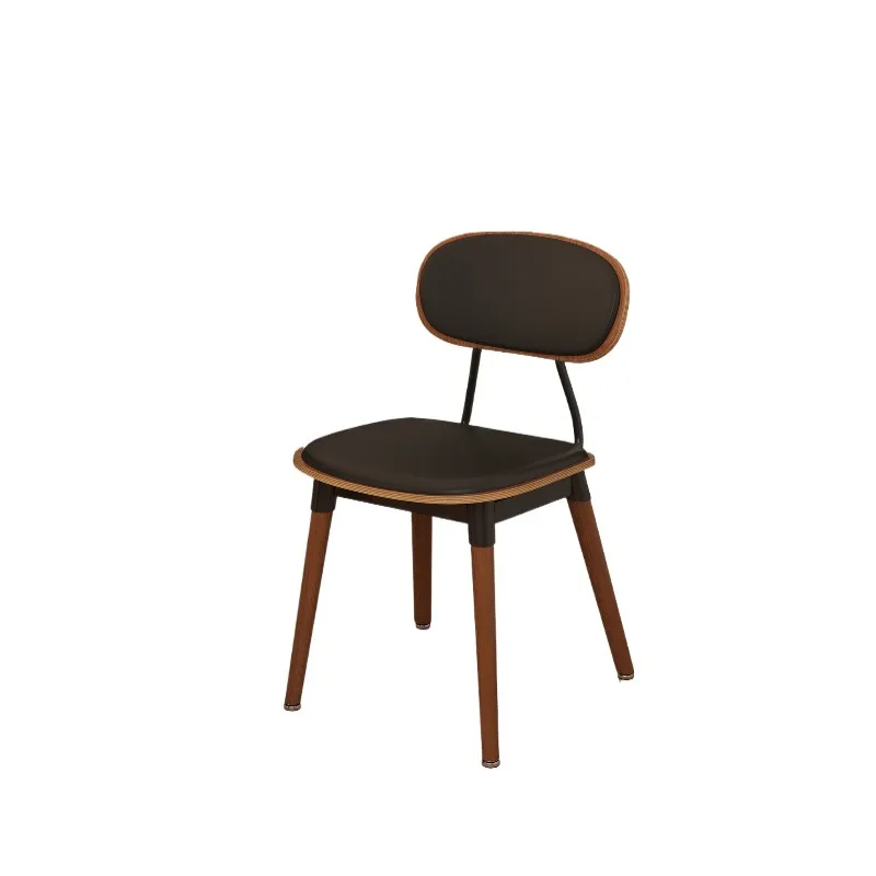 

Dining chair small apartment, solid wood soft bag back chair, household cafe chair