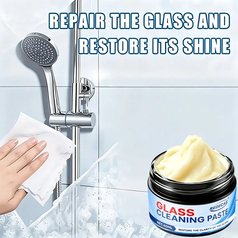 Bathroom Glass Polish Gel, Hard Water Spot Remover & Descaler for Shower, Tub, Tile, Floor, Steel, RV & Home - Sparkling Shine
