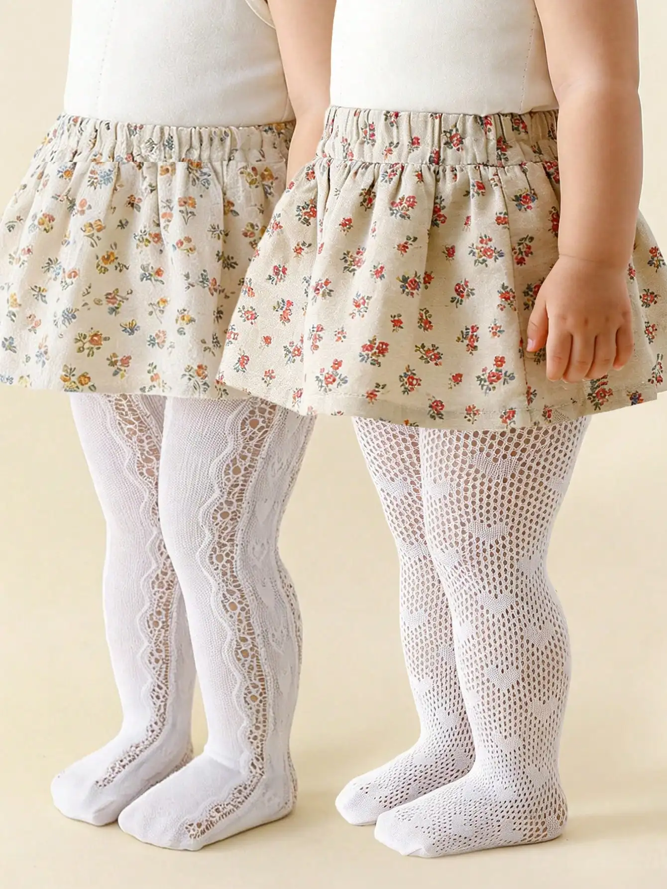 2Pack Kids Girls Hollow Mesh Stockings 1-11Y Wave Lace Pattern Elastic Breathable Sheer Pantyhose Princess Party Wedding Outfit