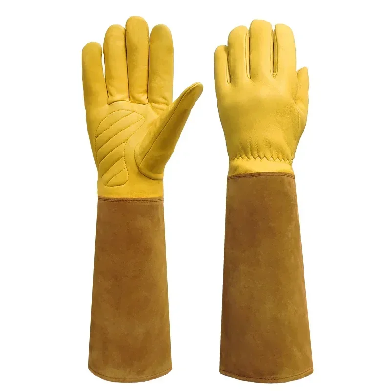 Cowhide Gardening Gloves Long Rose Anti-ripping Cutting-proof Beekeeping Labor Protection Gloves Protective Garden Gloves
