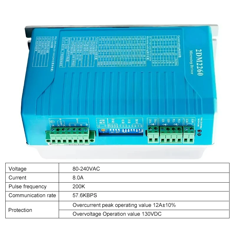 

2DM2260 VAC80-240V Two-Phase AC Stepper Motor Driver 8A Current for CNC Router Engraver for Nema34 42 52 Motor
