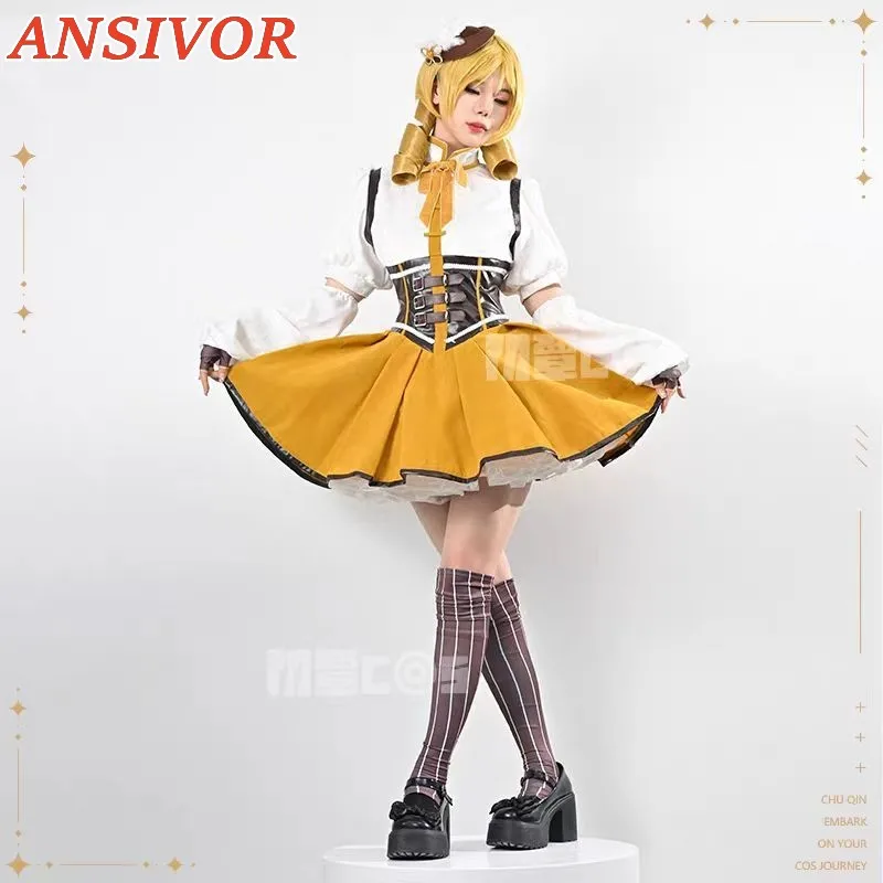 New Puella Magi Madoka Magica Tomoe Mami Cosplay Costume Shirt Skirt Hat Set For Girl Female Custom Made