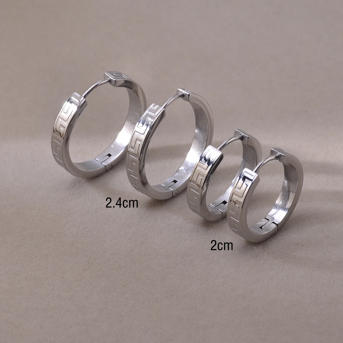 HIIMAO Fashion Stainless Steel Great Wall Pattern Earrings 2024 New Women's Jewelry Gift HME0018