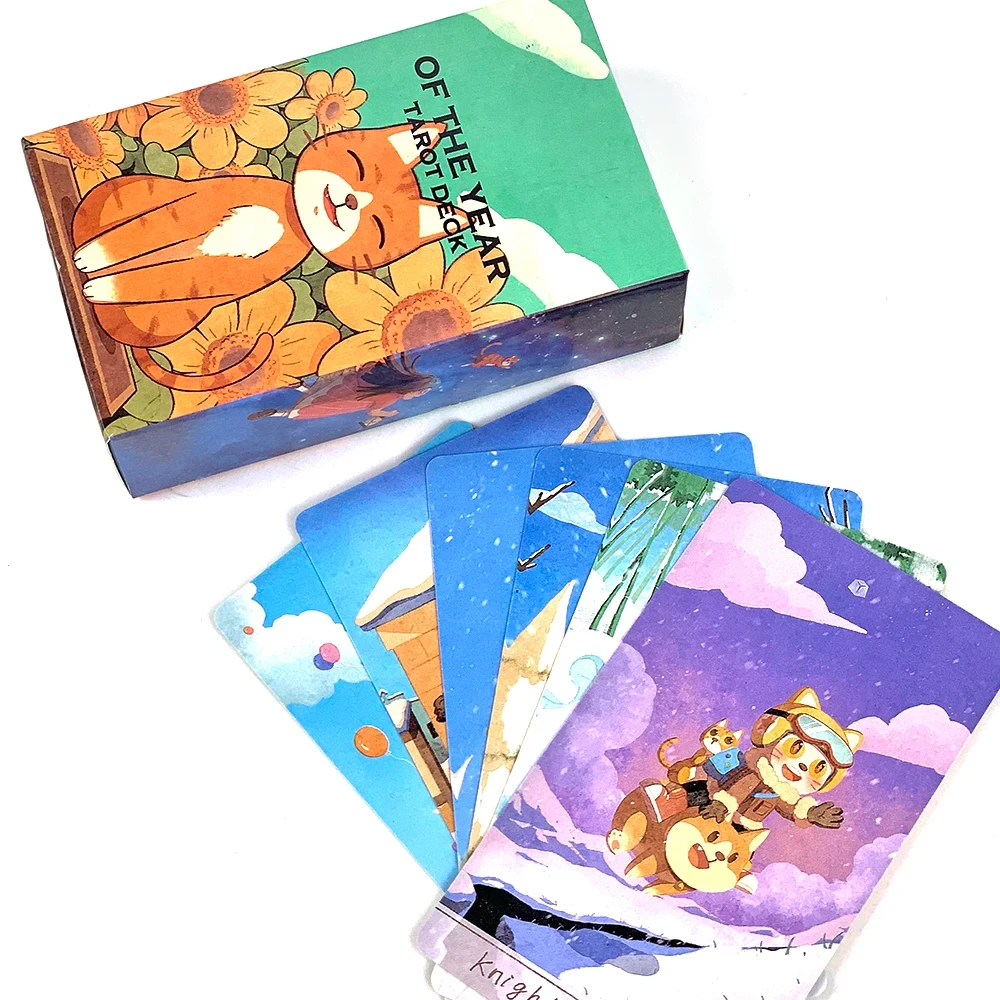 Des Jahres-Tarot-Deck, niedliche Cartoon-Charakter-Tarotkarten, Freund-Partyspiele, persönliche Hobbys, Sammeln und kreative kleine Geschenke