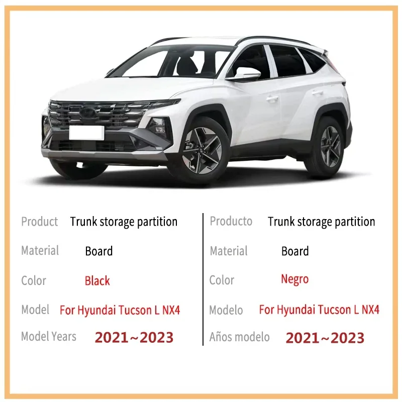 For Hyundai Tucson L NX4 2021~2023 Car Upgrade Organizer Trunk Side Partition Trunk Interior Storage Box Parts
