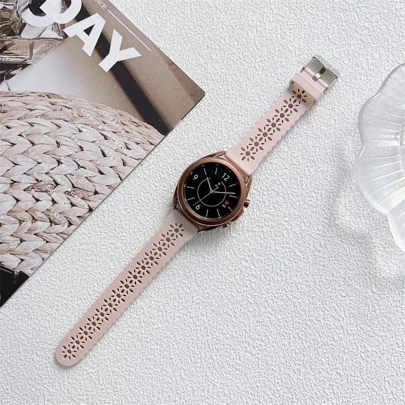 حزام دانتيل رياضي لساعة سامسونج جالاكسي 7/FE/4/5/5 pro/6 كلاسيك/أكتيف 2 سيليكون 20 ملم 22 ملم سوار هواوي جي تي 4-3-2-2e