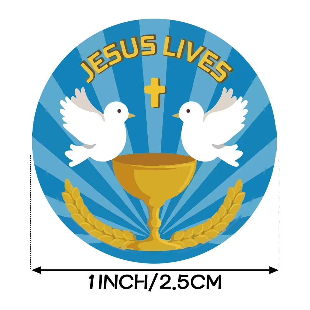 2021 New 1inch Happy Easter Stickers Jesus Easter Stickers Decal 50-500pcs Window Decor For Home Party Self Adhesive Scrapboo