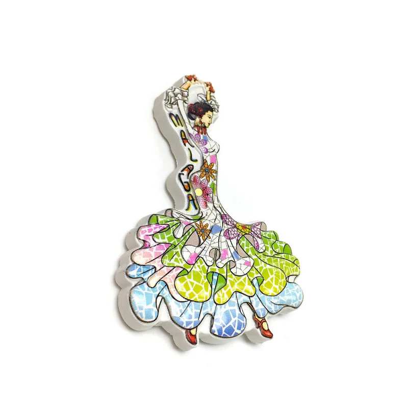 

Malaga, Spain, Dancing Girl Cultural and Creative Refrigerator Magnet, Personalized Creative Travel Home Exquisite Decoration So