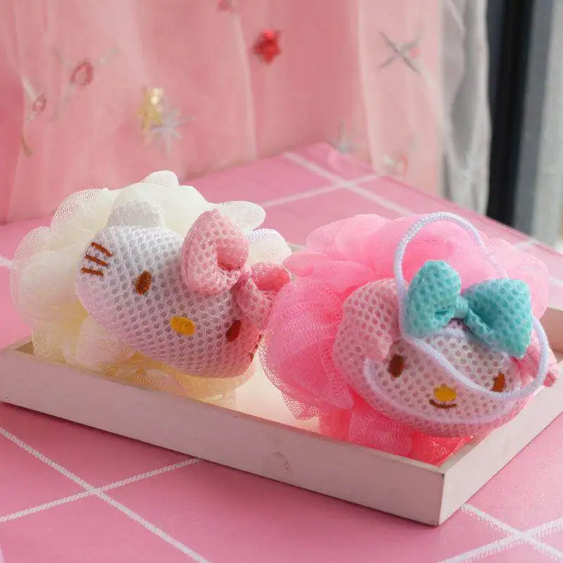 Cute Kitty Cartoon Bath Ball Lovely Kawaii Shower Sponge Soft Exfoliating Bath Flower For Gentle Body Cleansing And Daily - view 4