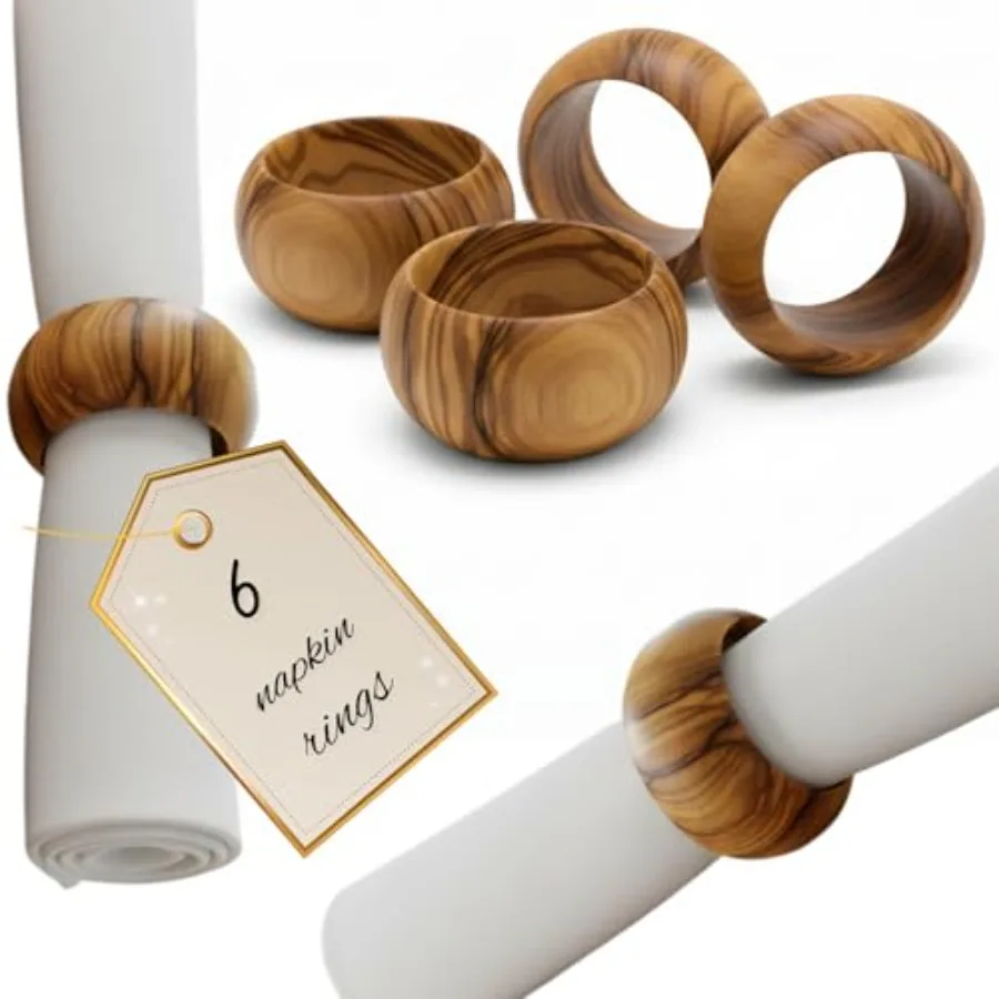 

Hand-Carved Olive Wood Napkin Rings - Set of - Holy Land Bethlehem Wood Ring is 1. Inch in Diameter and 0.9 Inch high