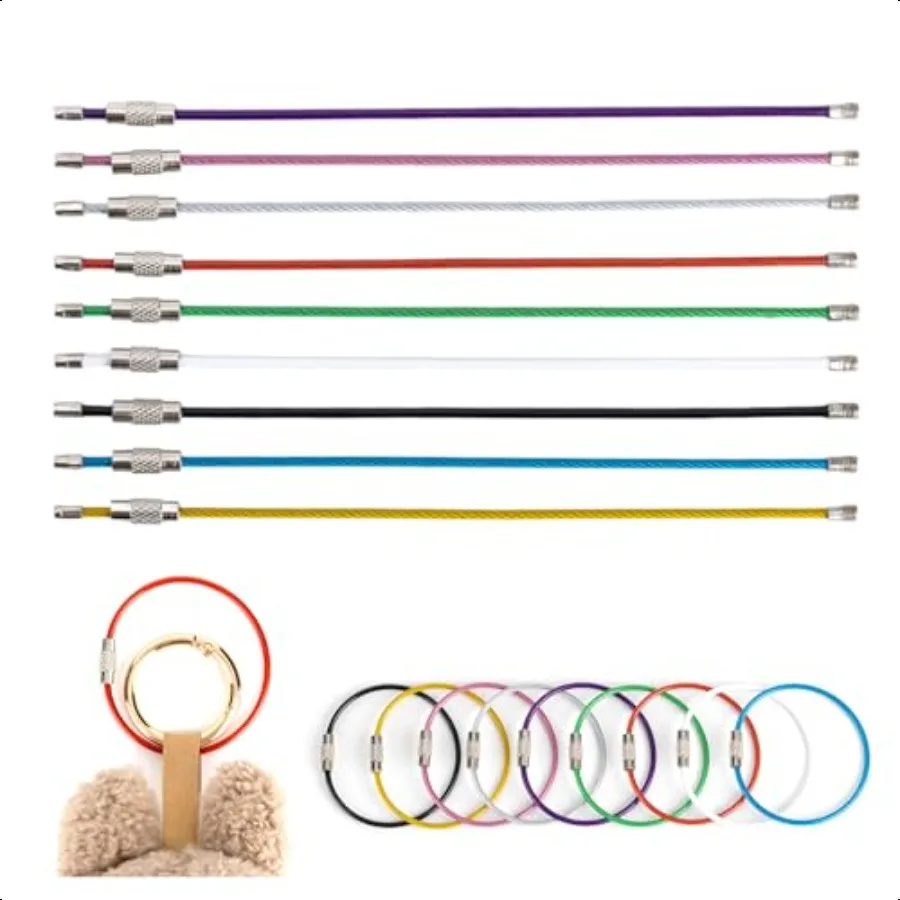 

18 шт. брелоки из нержавеющей стали с прорезиненным покрытием, петли толщиной 2 мм, 6 дюймов, совместимые с ключами Labubu, Lage метки, кухонная утварь, удостоверение личности