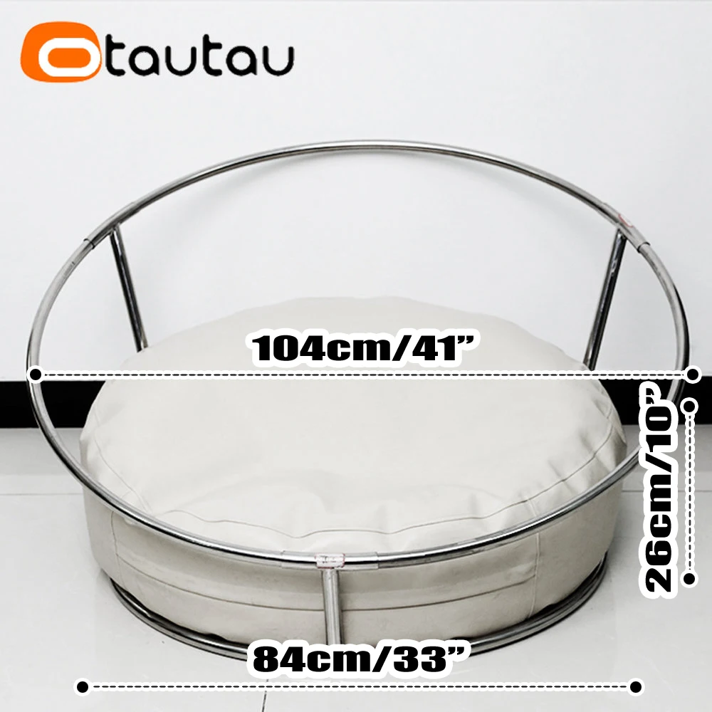 OTAUTAU Soft Faux Leather Round Bean Bag Pouf Cover Portable Rack Chair Ottoman Newborn Photography Accessories Props DD018 - view 3