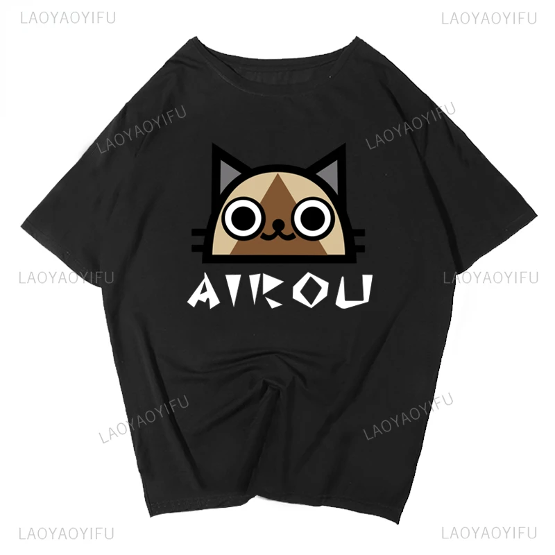 Japan Game Monster Hunter Kawaii Cartoon AIROU Cat T-shirt  Women Casual Fashion Men Graphic T Shirts Cotton Unisex Clothes