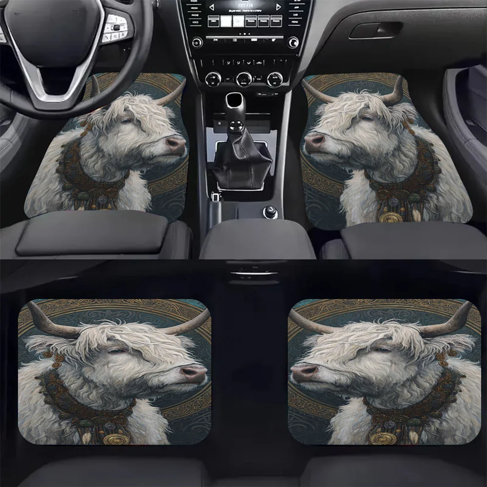 4 pièces - Tapis de sol de voiture imprimés Divine Bull Majesty - Élégants, faciles à nettoyer, universels, durables et offrant une protection longue durée