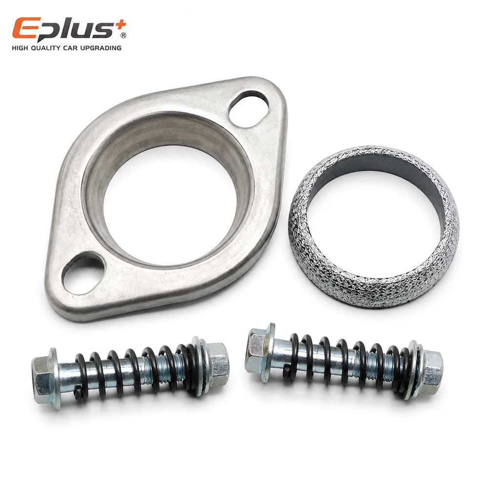 Universal 304 Stainless Steel 2‑Bolt Exhaust Flange KIT Diamond Shape Exhaust Pipe Connection Flange for Car Exhaust Pipe Muffle