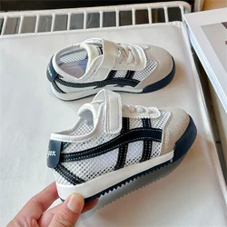 Panno per bambini traspirante blu-bianco/kaki scarpe Casual, ragazzi e ragazze estate nuove scarpe Casual sportive all'aperto codice 23-36