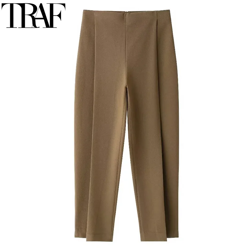

TRAF Woman Trousers Pleated Baggy Pants For Women Office Wear Balloon Trousers Womens Formal Casual Autumn Long Pants Female