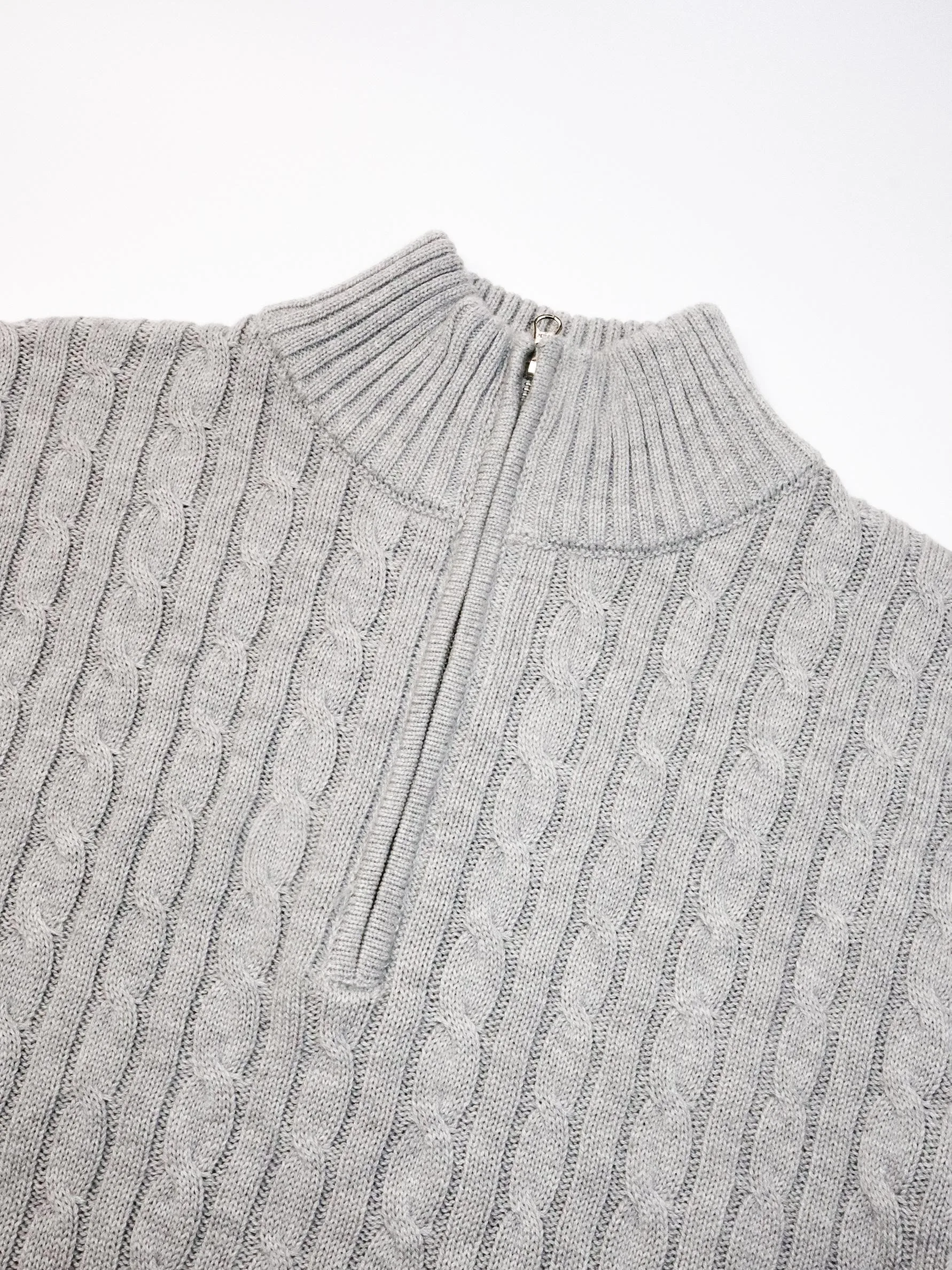 High Quality Wool Blended Old Money Twisted Fried Dough Twists Half Zipper Stand Collar Pullover Sweater Knit Spring and Autumn