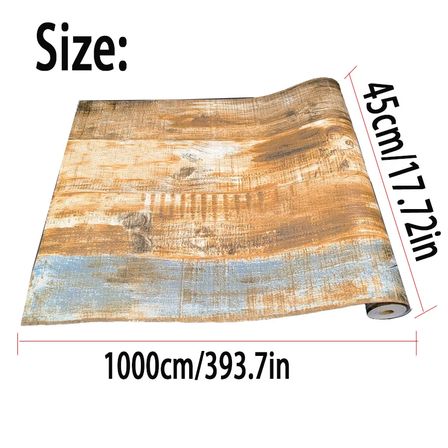 10M/393.7in Oversize wallpaper Retro wood pattern self-adhesive wall sticker for home decoration  building materials TV backgrou
