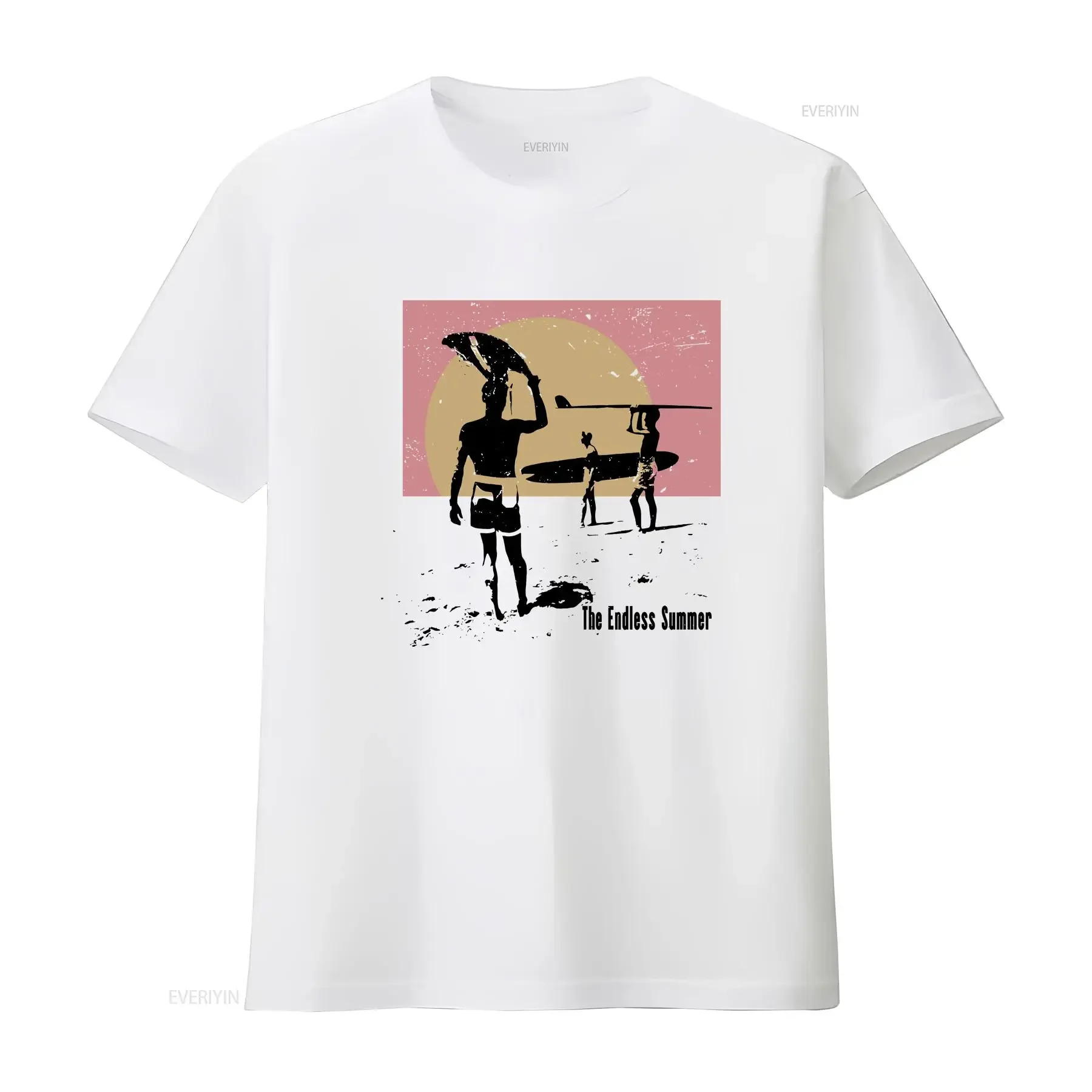 Endless Summer Vintage Movie Men's T Shirt vintage Washed designer clothes Top For Everyday Wear Casual Versatile Slightly