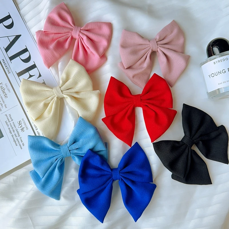 

1/2PCS 4.3Inch Solid Grosgrain Ribbon Hair Bows Boutique Hair Clip For Girls Hairgrips New Headwear Kids Hair Accessories Gift