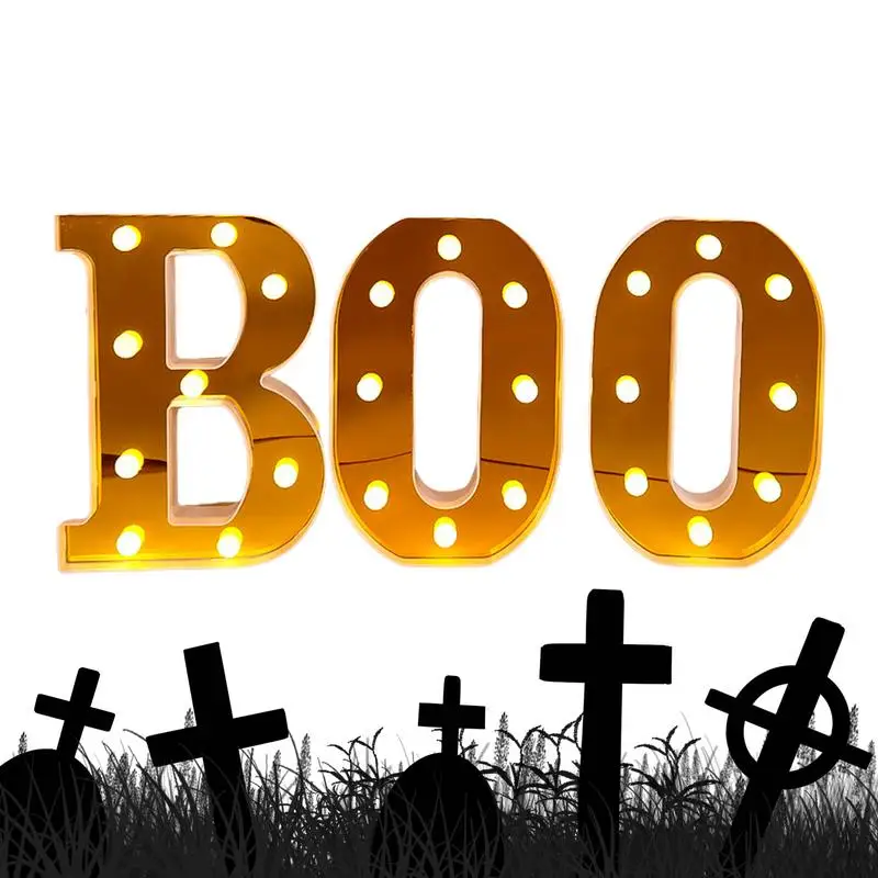 

Light Up Letters Boo Sign 3pcs LED Letter Light Light Up Letters Battery Powered Night Light Halloween Boo Sign LED For Kitchen