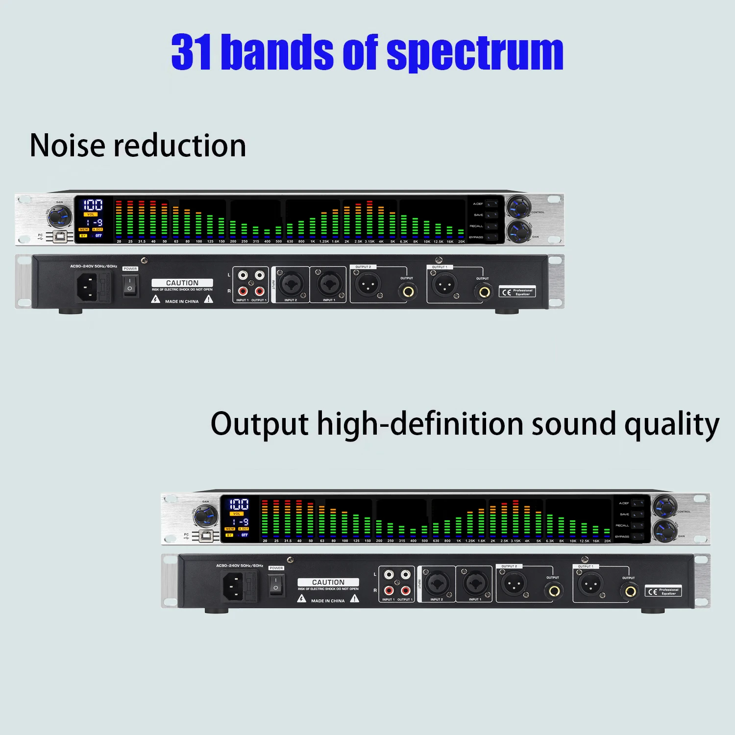 31 Band Audio Effect Controller Processor Stage And Karaoke Equalizadores with Squelch  DSP Professional Digital Audio Equalizer