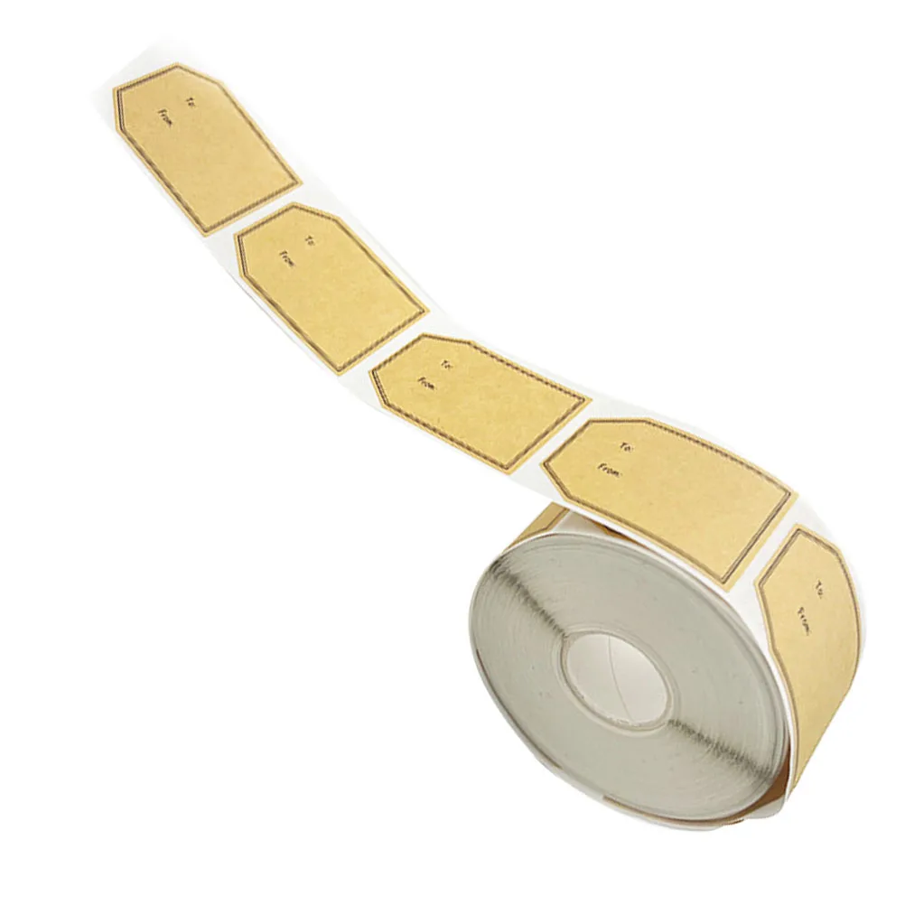 1 Roll Kraft Paper Adhesive Labels Writable Blank Self-Adhesive Removable Sealing Stickers for Gift Candy Party Bags