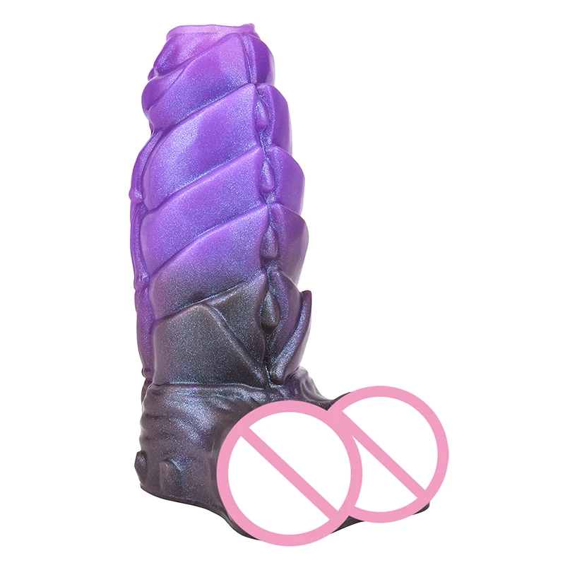 14.4cm Alien Glitter Dragon Dildo Enlarger Small-Penis Extension Sleeve Fake Dick Extender Case Women Masturbator Adult Sex Toys
