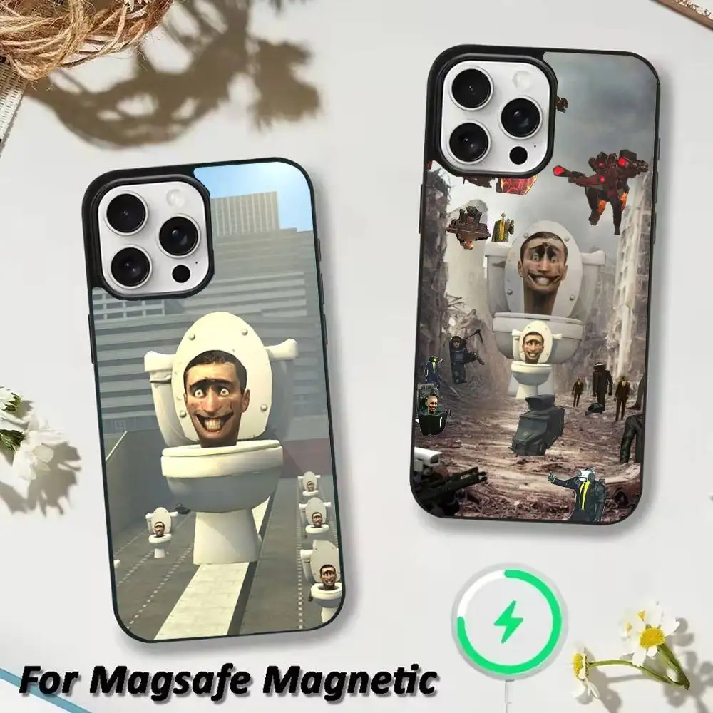 

S-Skibidi T-Toilet Phone Case For iPhone 17,16,15,14,13,12,Plus,Pro,Max for Magsafe Magnetic Wireless Charging