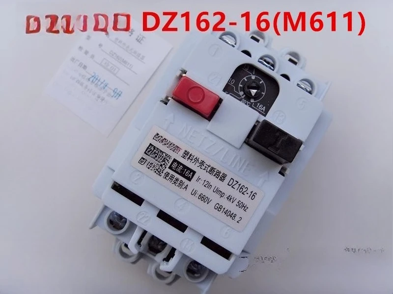 

Plastic Shell Circuit Breaker DZ162-16 (M611) 10A 16A Motor Protection Switch