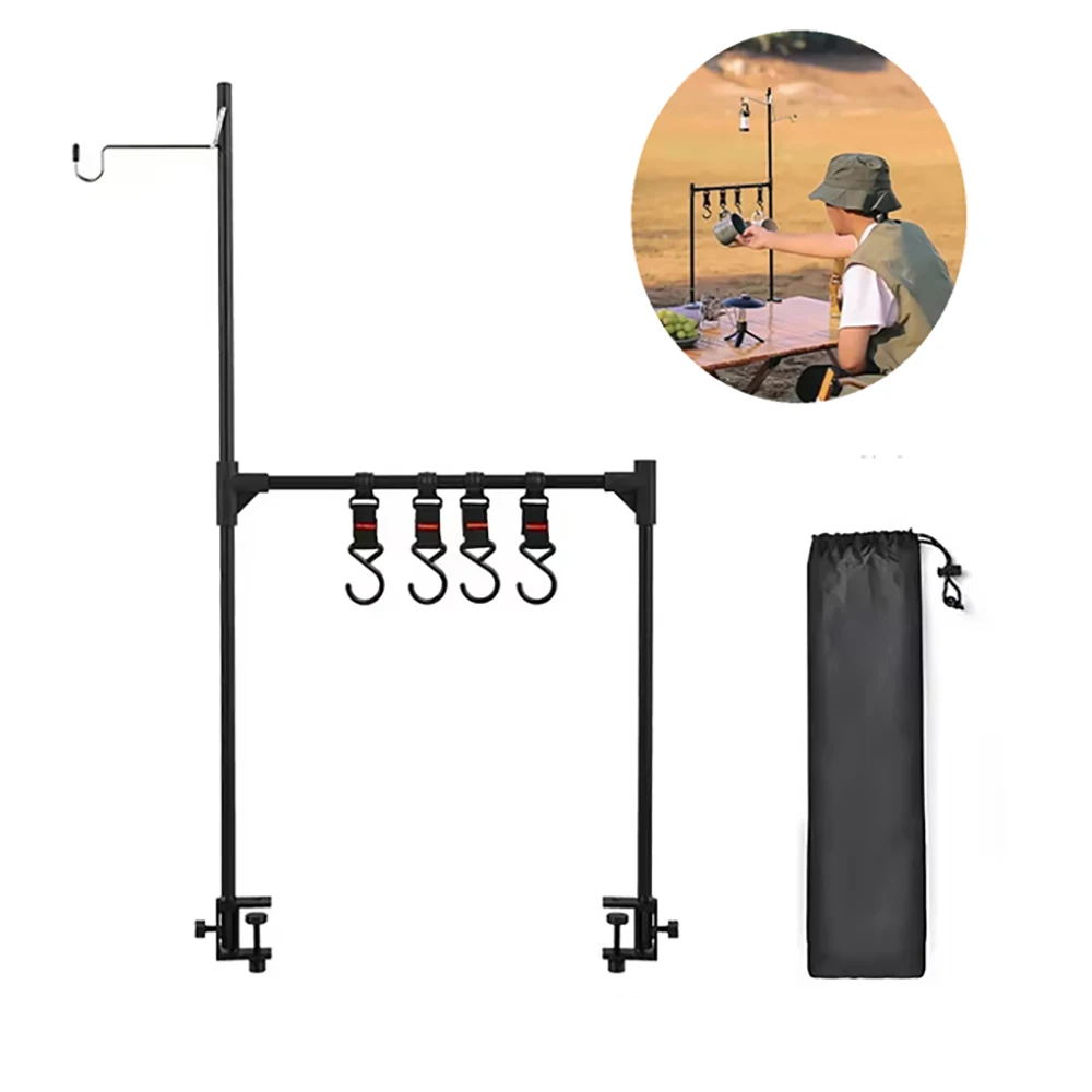 【セール中】多機能キャンプシェルフ,ハンギングフック,ランタンスタンド,折りたたみ式ライトホルダー,ピクニック食器収納