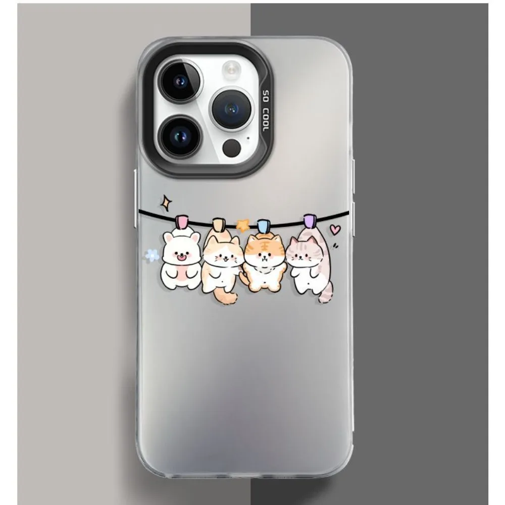 

Four cat pattern design phone case for iPhone 16 15 14 13 12 11 Pro/ Max/Plus shock-proof rear cover anti-fingerprint