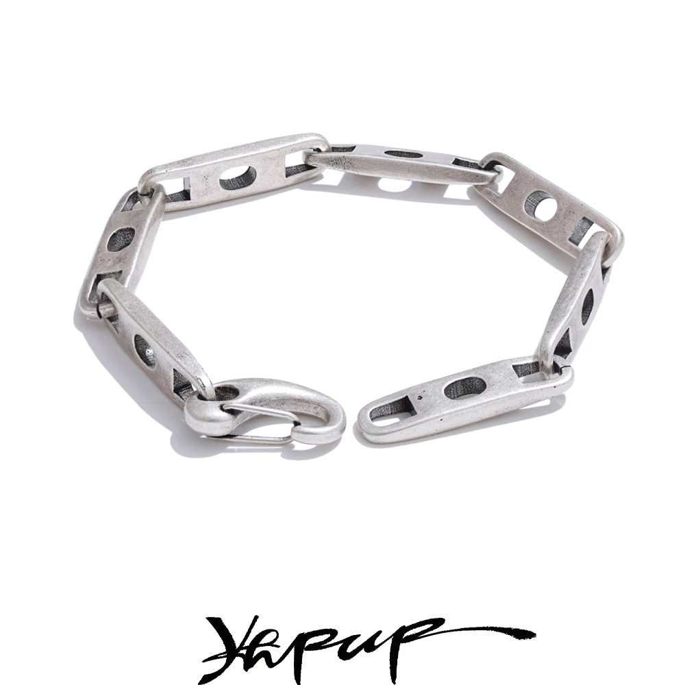 Yhpup Punk Hip Hop Stainless Steel Vintage Bracelet for Men Fashion Waterproof Unique Handmade Chain Silver Color Jewelry New