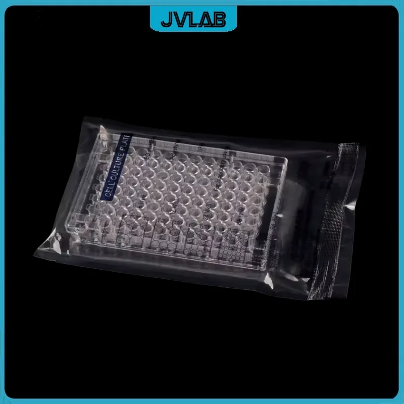 Disposable Cell Culture Plate 96 Wells With Cover PlasticMicroplate Compartments Bacterial Culture Plate Sterile Package 5 Pcs