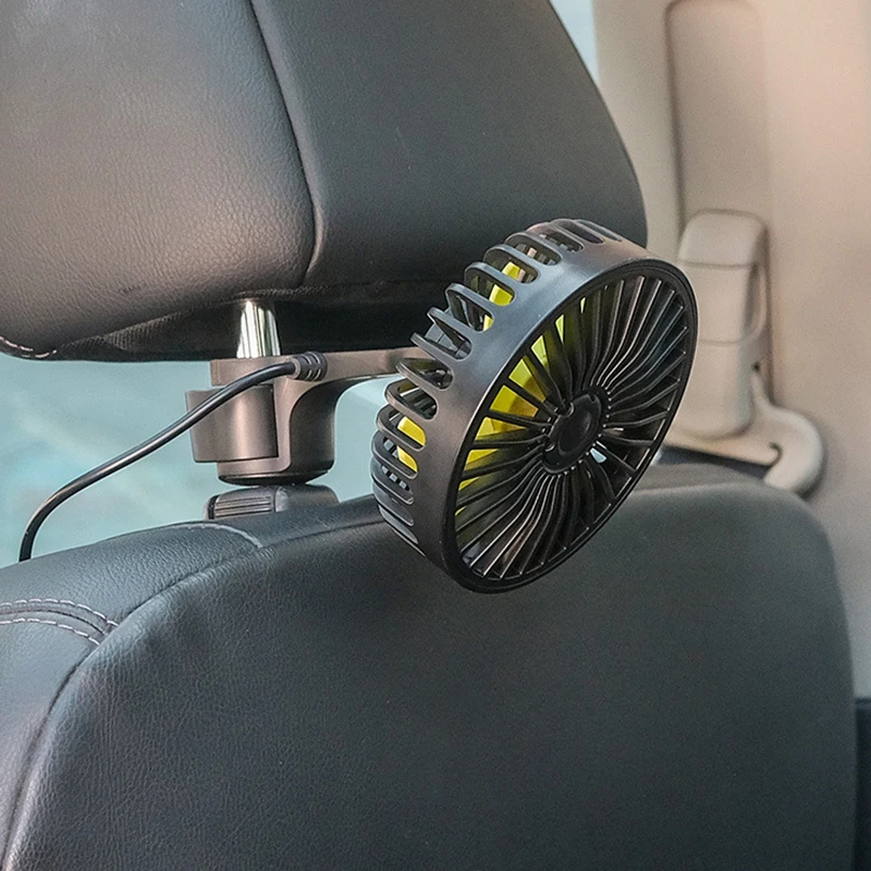 Portable Car Fan 3-Speed Car Seat Back Cooling Fan 360 Degree Rotation Neck Cooler For Summer USB Plug Car Accessories