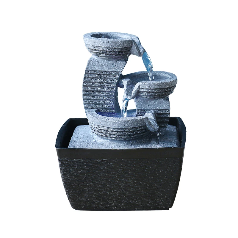 Handmade Home Decorations Resin Rockery Fountains Mountain View Small Ornaments Desktop Water Sound Feng Shui Tea Pet