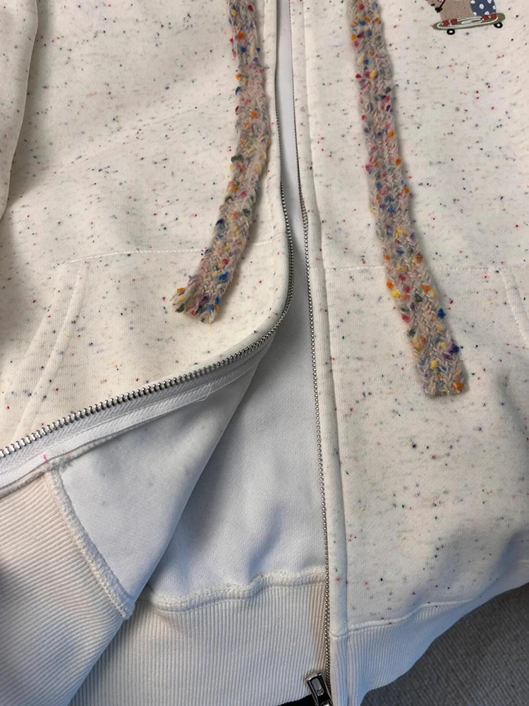 الكرتون التطريز نقطة هوديس المرأة فضفاضة لطيف نمط Preppy طويلة الأكمام الحلو البلوز الخريف Vintage الإناث اليابان Kawaii القمم