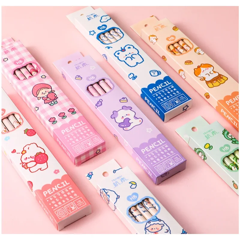 10pcs / lot wooden pencil HB pencil with eraser children's drawing pencil school writing stationery