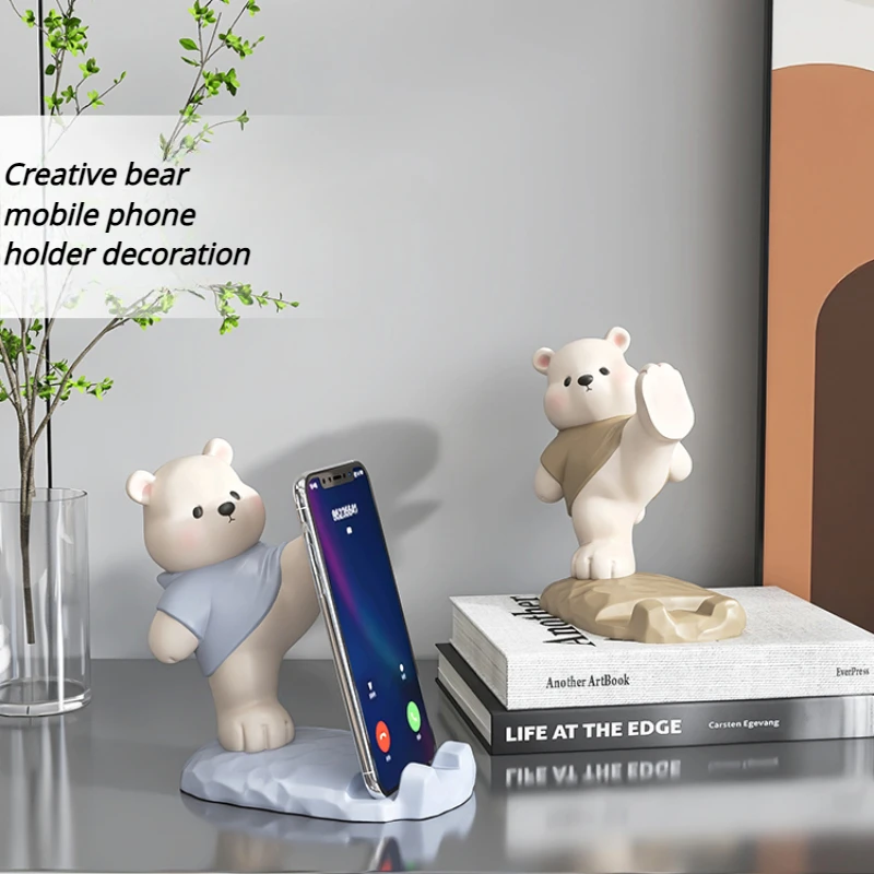 New Cartoon Bear Mobile Phone Pad Office Home Tablet PC Stand Practical Creative Birthday Gift Crafts Desktop Ornaments Home