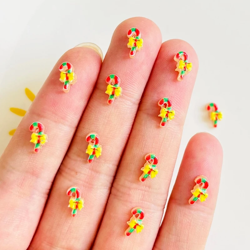 55 pieces of resin cute mini cartoon Christmas crutch nail art rhinestone art flat DIY scrapbook decorative jewelry A155