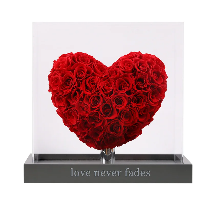 OEM Rose Eternal Flower Love Rose Valentine's Day Gift Forever Preserved Flower Eternal Rose In Heart Shaped Gift Box