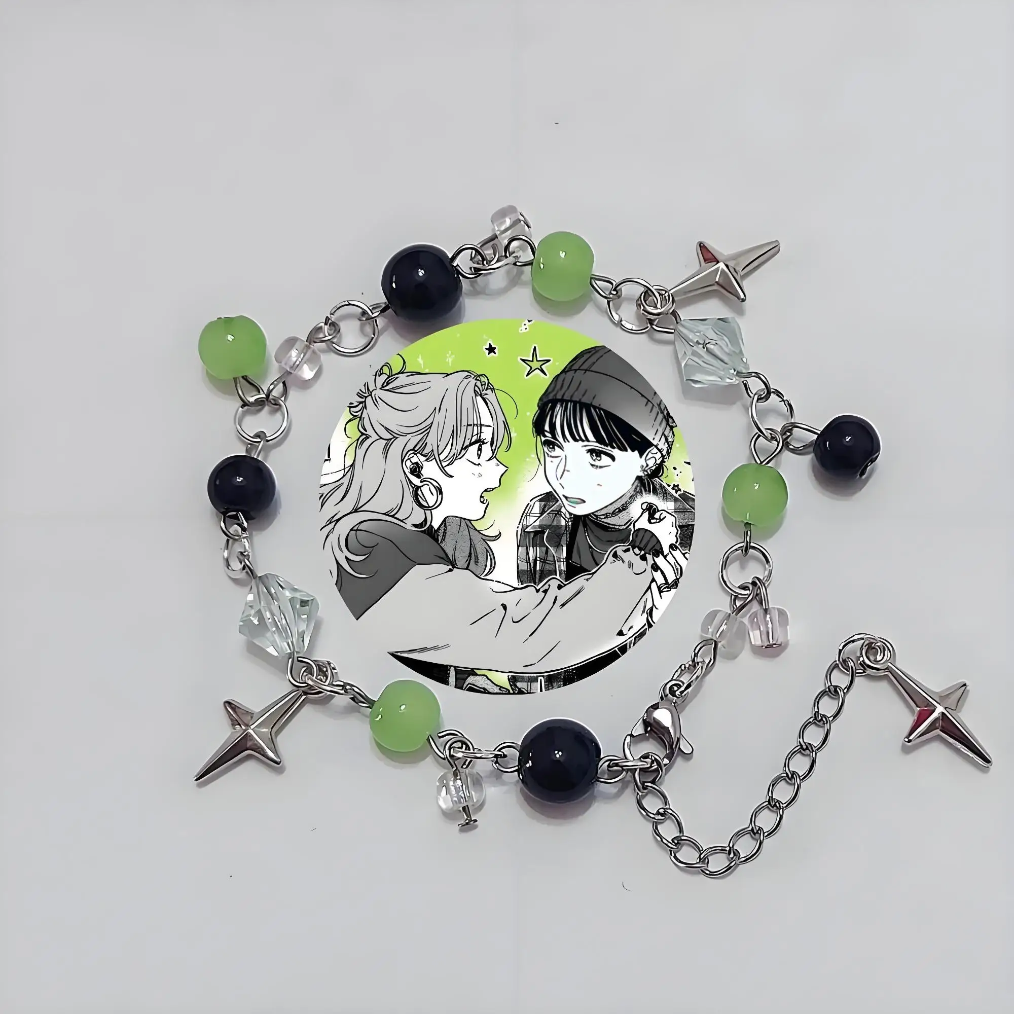 Handmade  Cute anime girl beaded friendship couple bracelet,  mitsuki & Aya